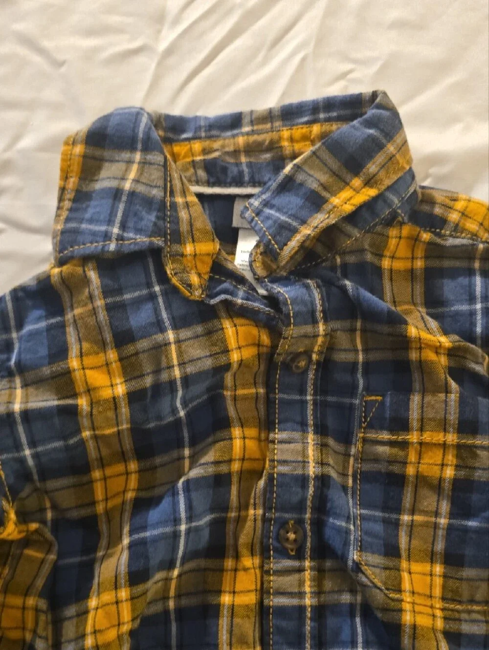 Carter's Navy and Yellow Plaid Casual Button-Down Shirt 3T
